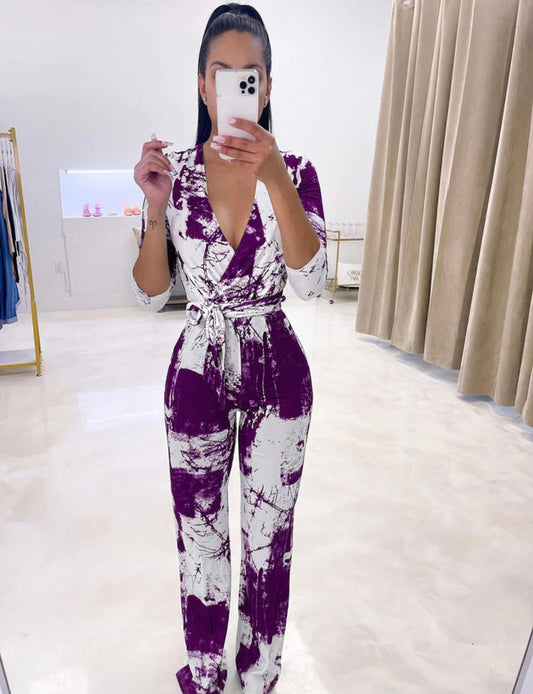 Paint Splatter Jumpsuit Lg Sle-Purple