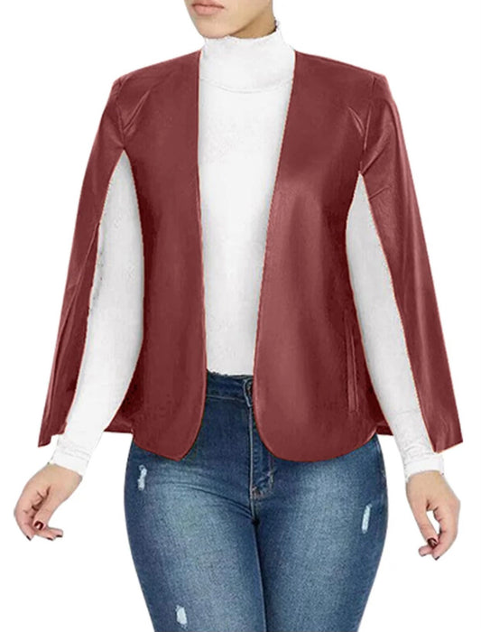 PU Faux Leather Cape Blazer