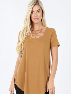 Short Sleeve Web Detail Top