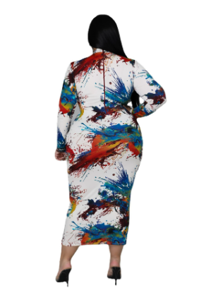 Color Splash Long Sleeve Dress