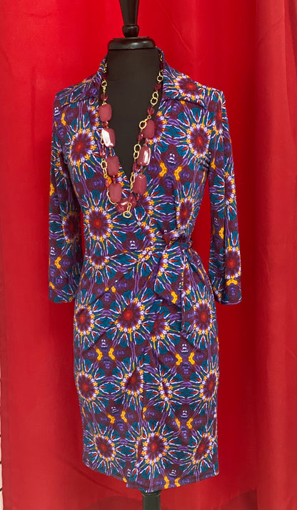 Abstract Wrap Dress