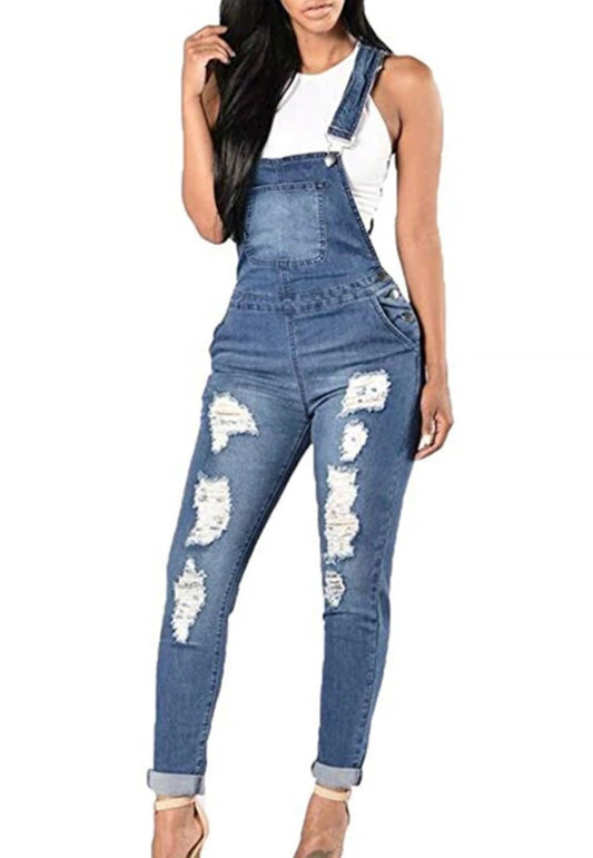 Ripped Trousers Jumpsuit Denim