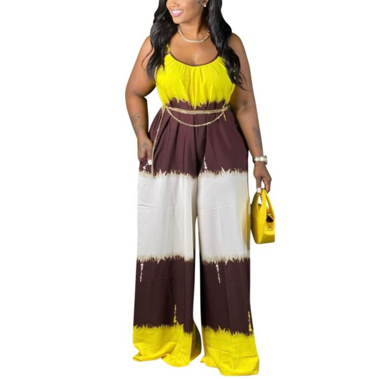 ColorBlock Wide Leg Jumpsuit