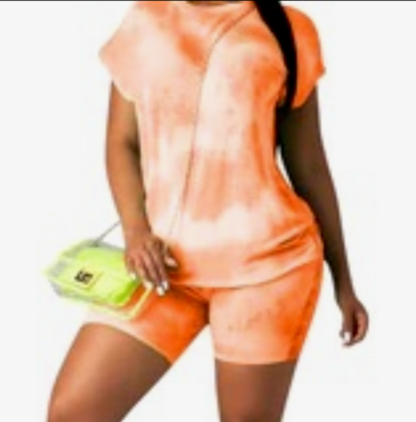 Orange/White 2Pc Short/Top Set