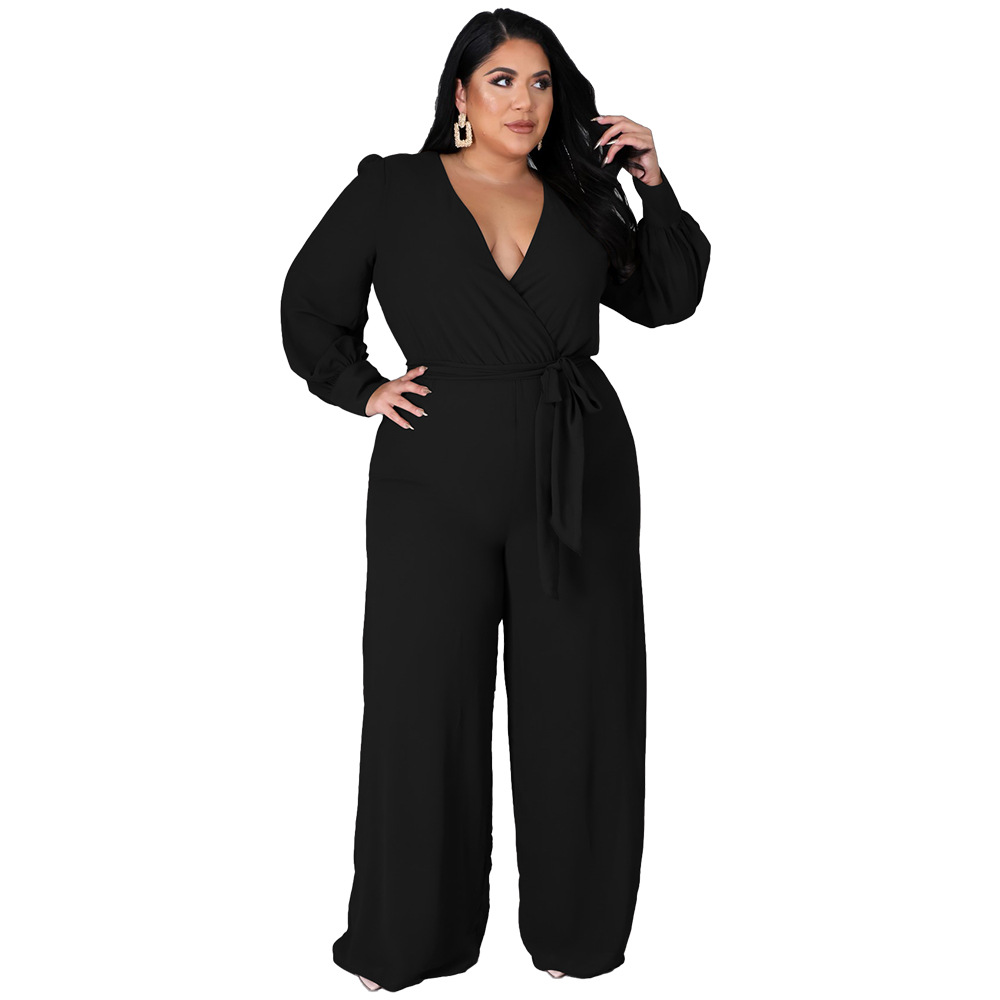 V-Neck Palazzo Bottom Jumpsuit with Belt