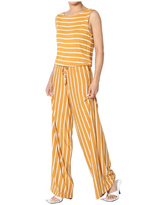 Striped Sleeveless Capri Jumpsuit