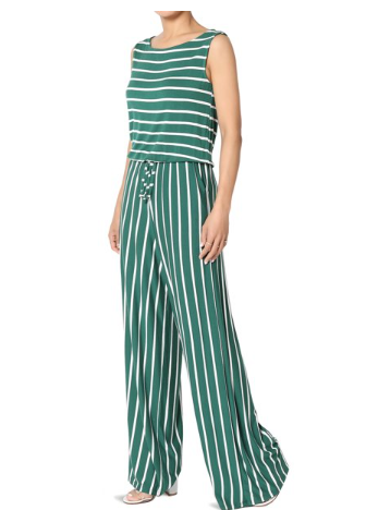 Plus Stripe sleeveless Capri Jumpsuit