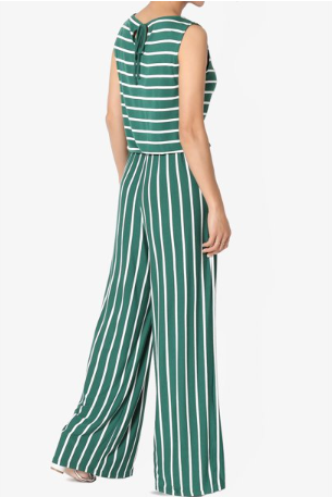 Plus Stripe sleeveless Capri Jumpsuit