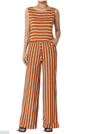 Plus Stripe sleeveless Capri Jumpsuit