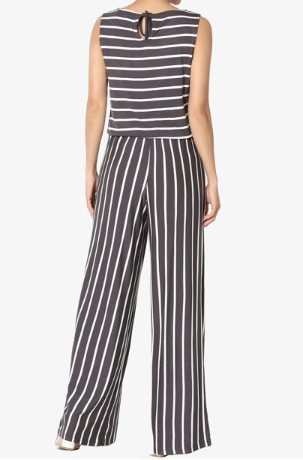 Plus Stripe sleeveless Capri Jumpsuit