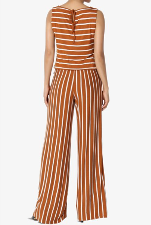 Striped Sleeveless Capri Jumpsuit