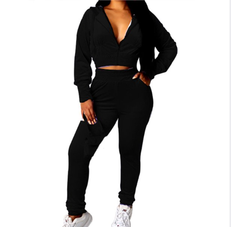 2pc Velvet Crp Top Jogger Set