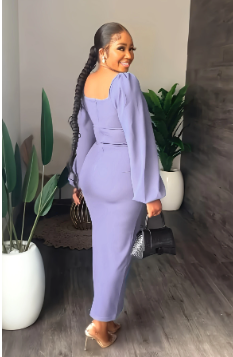 Long Sleeve Split Pencil Dress