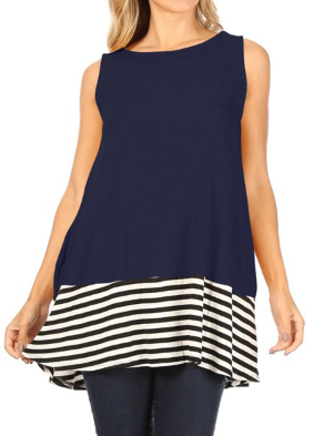 Striped & Solid Sleeveless Top