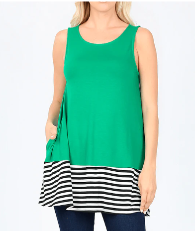 Striped & Solid Sleeveless Top