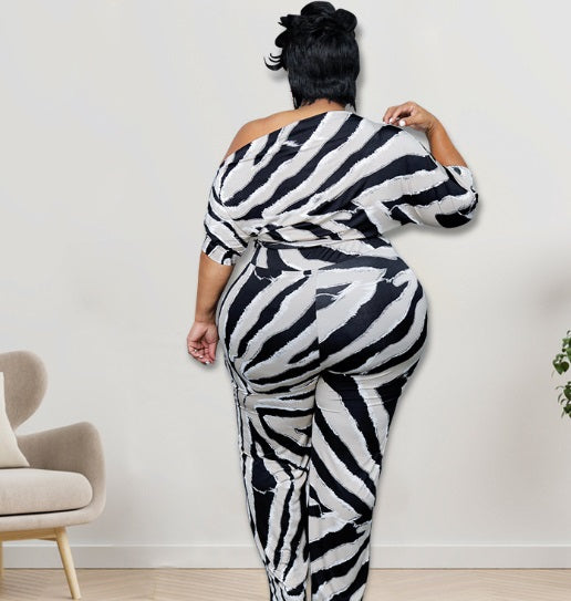 Zebra Prnt Wide Leg Jumpsuit