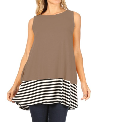 Striped & Solid Sleeveless Top