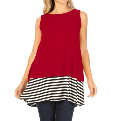 Striped & Solid Sleeveless Top