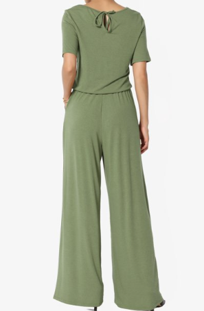 Sleeve Capri Jumpsuit w/Pocket