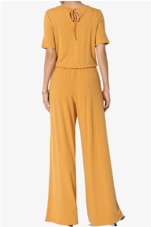 Sleeve Capri Jumpsuit w/Pocket