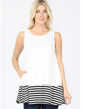 Striped & Solid Sleeveless Top